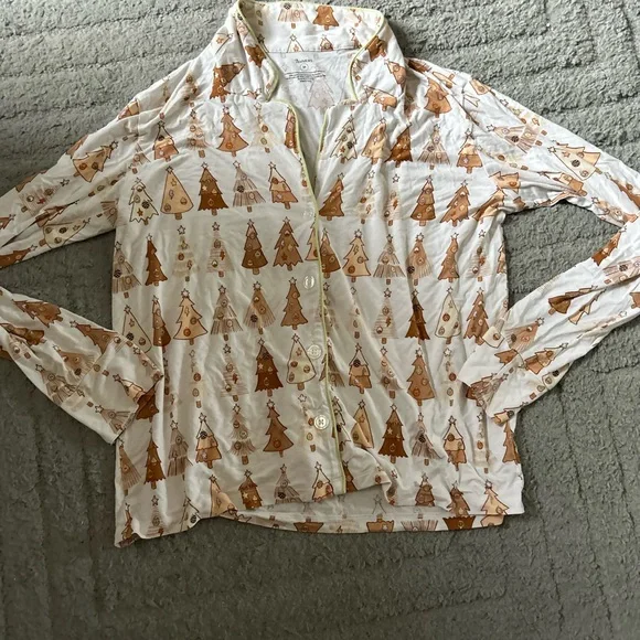 Med mom JAMMERS Tree Print Bamboo Set in Brown and Cream - Picture 2 of 4